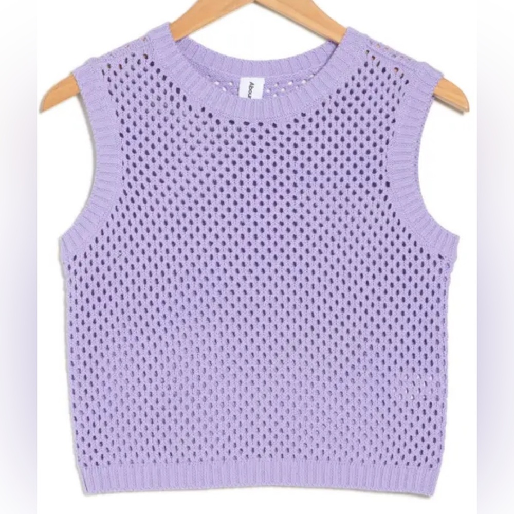 ABOUND Purple Open Stitch Sleeveless Sweater
